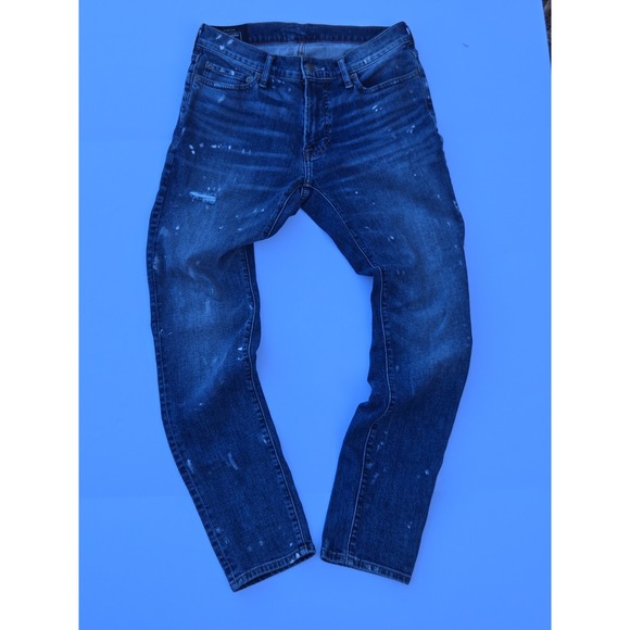 Abercrombie & Fitch Other - Abercrombie & Fitch Men's Super Skinny Jeans 30x30 Blue Stretch Paint Splatter D